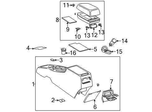 2008 Toyota Matrix Center Console, Front Console Diagram