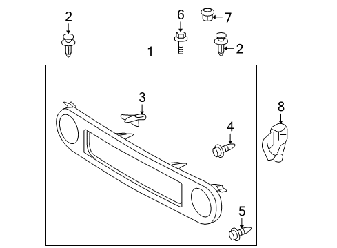 2007 Toyota FJ Cruiser Grille & Components Diagram