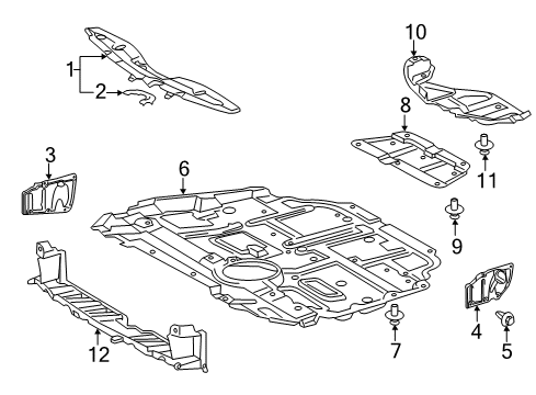 2011 Toyota Prius Splash Shields Diagram