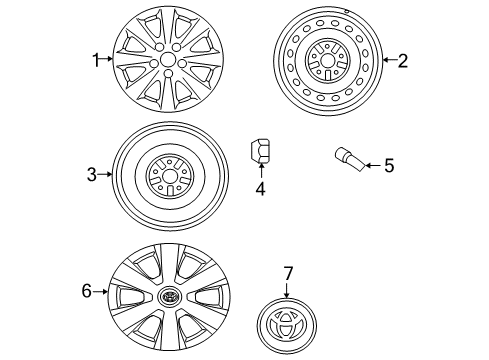 2010 Toyota Camry Wheels, Covers & Trim Diagram 3 - Thumbnail