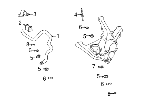 2005 Scion xA Stabilizer Bar & Components - Front Diagram