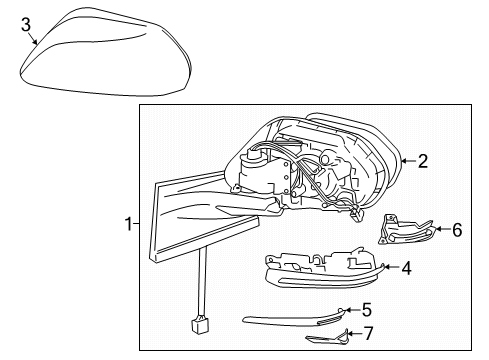 2019 Toyota Prius Prime Outside Mirrors Diagram