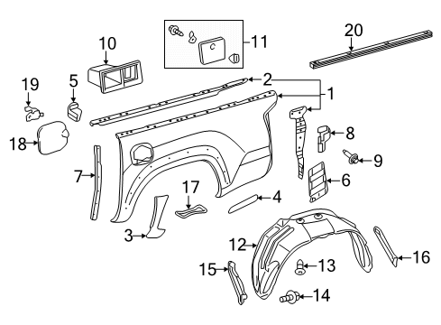 2017 Toyota Tacoma Cover Sub-Assy, Deck Side Trim, LH Diagram for 64074-04011