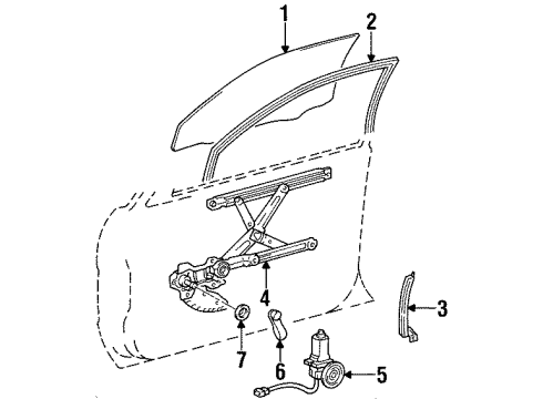 1996 Toyota Paseo Run, Front Door Glass, RH Diagram for 68141-16240