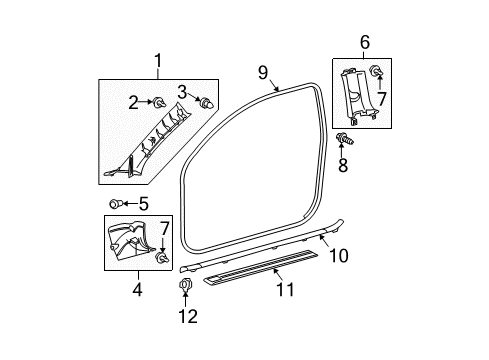 2007 Scion tC Weatherstrip, Front Door Opening Trim, RH Diagram for 62311-21060-B1