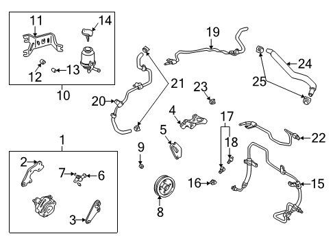 2002 Toyota Highlander P/S Pump & Hoses, Steering Gear & Linkage Diagram 3 - Thumbnail