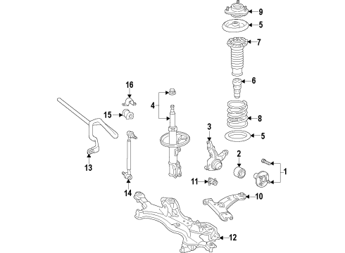 2015 Toyota Corolla CROSSMEMBER Sub-Assembly Diagram for 51201-02152