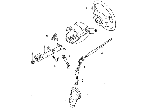 2000 Toyota Celica Steering Column & Wheel, Steering Gear & Linkage Diagram