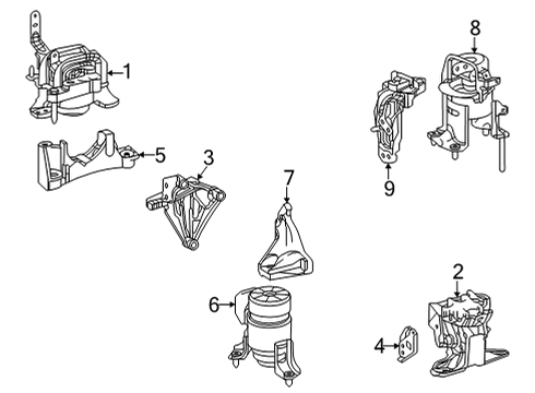 2021 Toyota Sienna Engine & Trans Mounting Diagram