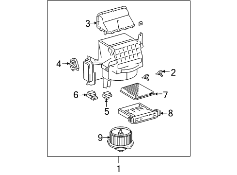 2006 Toyota Sienna Blower Assembly, Front Diagram for 87130-08070