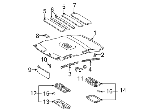 2007 Toyota Corolla Visor Assembly, Left Diagram for 74320-02490-E0