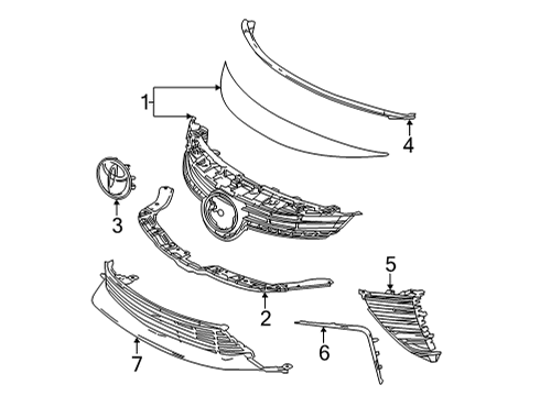 2019 Toyota Mirai Grille & Components Diagram