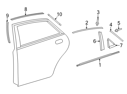 2018 Toyota Avalon Exterior Trim - Rear Door Diagram