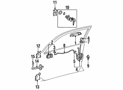 1995 Toyota Tercel Lock Rod, Passenger Side Diagram for 69711-16090