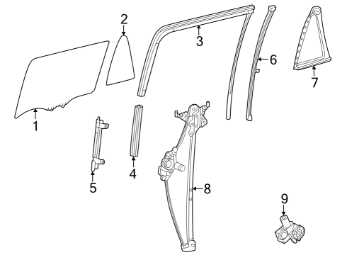 2023 Toyota Sequoia RUN, RR DOOR GLASS Diagram for 68152-0C060