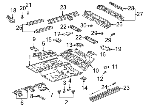 2000 Toyota Echo Cover, Front Floor Hole Diagram for 58136-52010