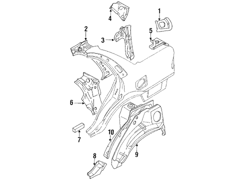 1992 Toyota Corolla Inner Components - Quarter Panel Diagram 2 - Thumbnail