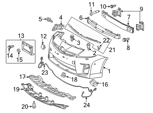 2010 Toyota Prius Bracket, Front Bumper Extension Mounting Diagram for 52114-47070