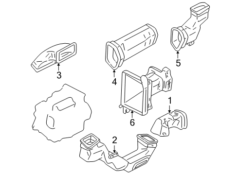 1998 Toyota 4Runner Duct, Heater To Register Diagram for 55846-35010