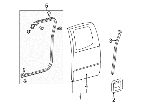 2015 Toyota Tacoma Rear Door & Components, Exterior Trim, Body Diagram 1 - Thumbnail