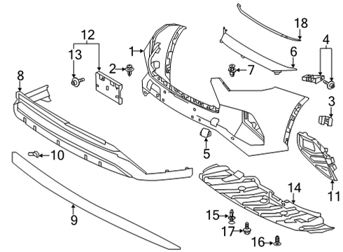 2023 Toyota Highlander Cover, Fr Bumper HOL Diagram for 52128-0E933