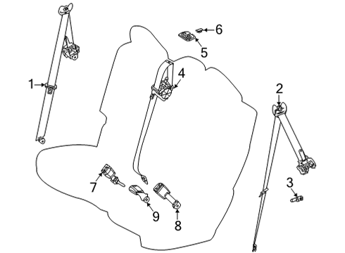 2022 Toyota Highlander Cover, Rear Seat Shoulder Belt Diagram for 73373-12020-B4