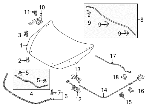 2016 Scion iA Seal, Hood To Radiator Support Diagram for 53381-WB002