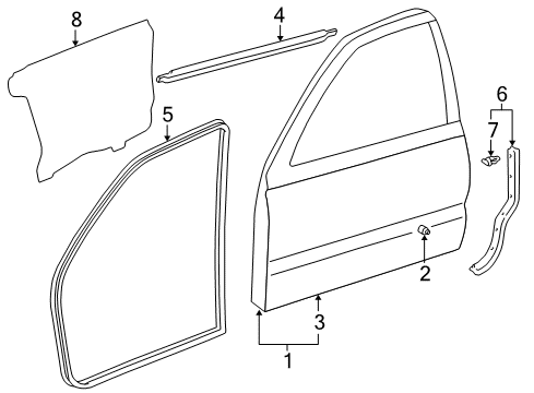 2001 Toyota 4Runner Front Door, Body Diagram