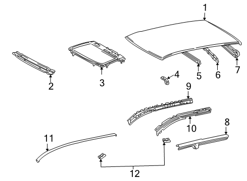 2008 Toyota Matrix Roof & Components, Exterior Trim, Body Diagram 1 - Thumbnail