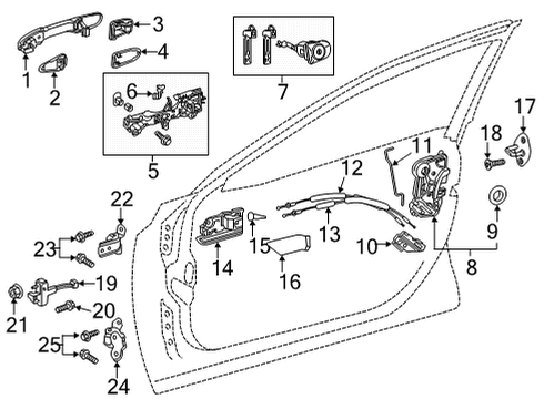 2020 Toyota Highlander Door Outside Handle Assembly Diagram for 69210-0R080-J1