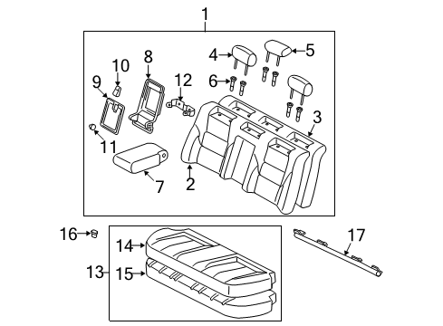 2003 Toyota Avalon Armrest Assy, Rear Seat, Center Diagram for 72830-AC062-E3