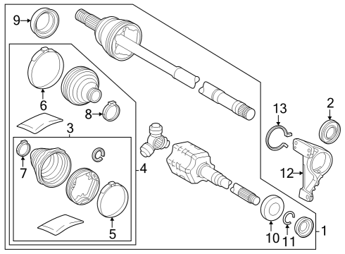 2023 Toyota GR Corolla Clamp, Rear Drive Shaft Diagram for 42345-48140