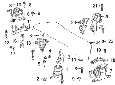 2019 Toyota Avalon Engine & Trans Mounting Diagram