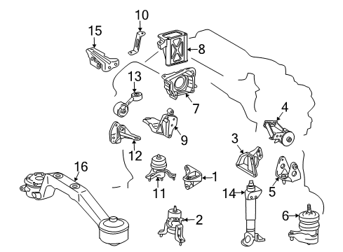 2008 Toyota Highlander Bracket, Engine Mounting Control Diagram for 12313-20080