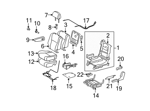 2012 Toyota Highlander Seat Back Panel, Black, Driver Side Diagram for 71890-0E050-C0