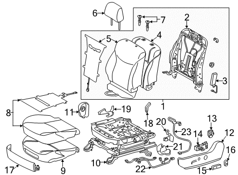 2012 Toyota Prius Seat Back Assembly, Black, Driver Side Diagram for 71440-47320-G3