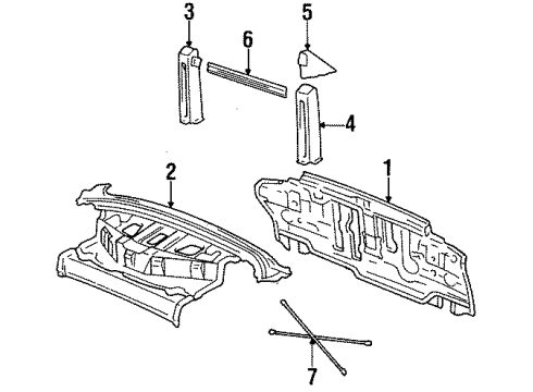 1995 Toyota Celica Rear Body, Rear Upper Body, Rear Floor & Rails Diagram 1 - Thumbnail