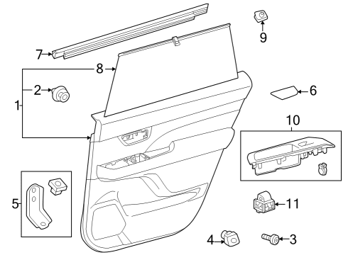 2024 Toyota Grand Highlander Interior Trim - Rear Door Diagram