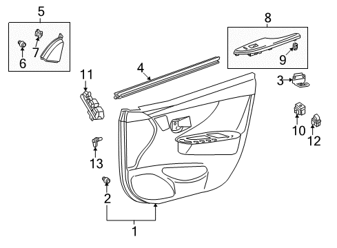 2009 Toyota Corolla Panel, Front Armrest Base, Upper RH Diagram for 74231-02720-B0