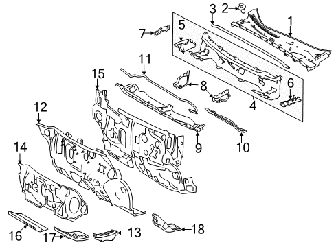 2019 Toyota Corolla Splash Shield, Passenger Side Diagram for 55734-02200