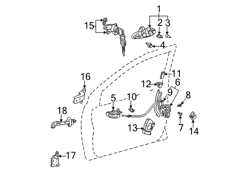 2005 Scion xB Front Door Lock Assembly, Left Diagram for 69320-52270