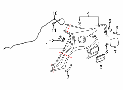 2019 Toyota Corolla Quarter Panel & Components Diagram