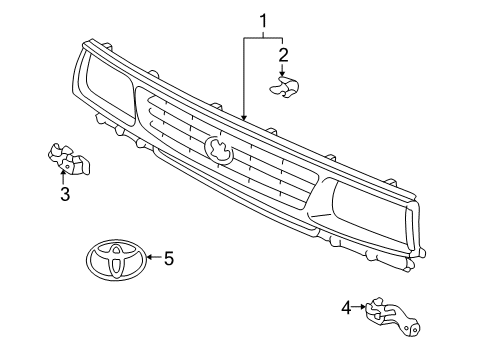 1996 Toyota Tacoma Radiator Grille Diagram for 53100-35300