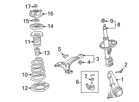 1999 Toyota Solara Front Suspension, Control Arm, Stabilizer Bar Diagram 1 - Thumbnail