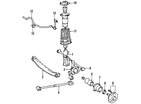 1990 Toyota Celica Shock Absorber Assembly Rear Right Diagram for 48530-20530