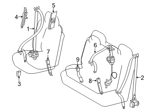 2019 Toyota Tundra Belt Assembly, Rear NO.1 S Diagram for 73390-0C021-E0