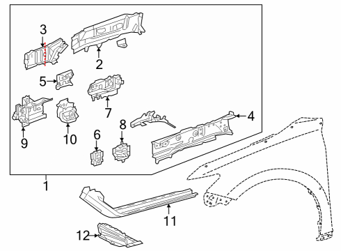 2020 Toyota Camry Structural Components & Rails Diagram 4 - Thumbnail