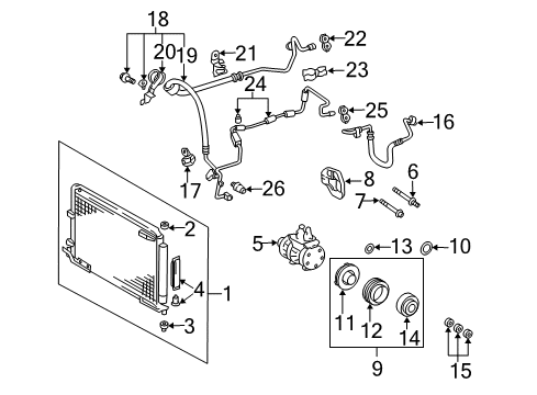 2000 Toyota Avalon EVAPORATOR Sub-Assembly, Cooler Diagram for 88501-07020