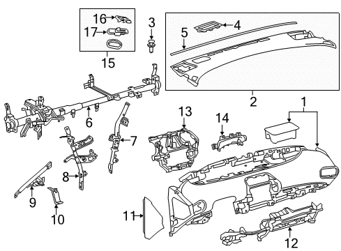 2019 Toyota Prius Prime Cluster & Switches, Instrument Panel Diagram 1 - Thumbnail