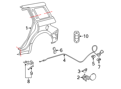 2004 Scion xA Quarter Panel, Rear Outer Driver Side Diagram for 61602-52261